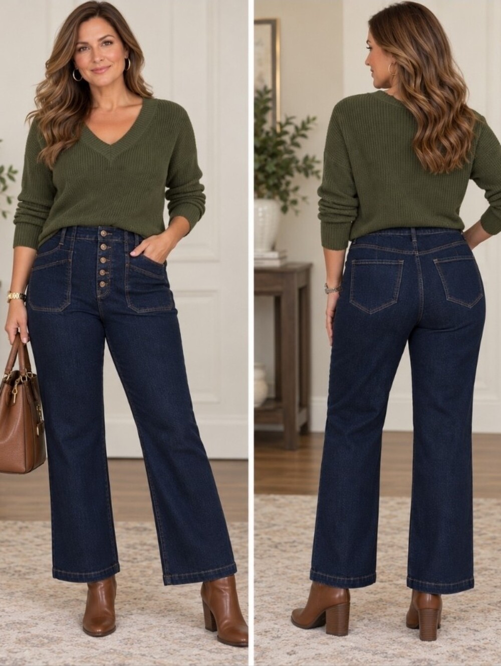 Women's High-Rise Button-Front Dark Blue Jeans Nomad Super high rise 14